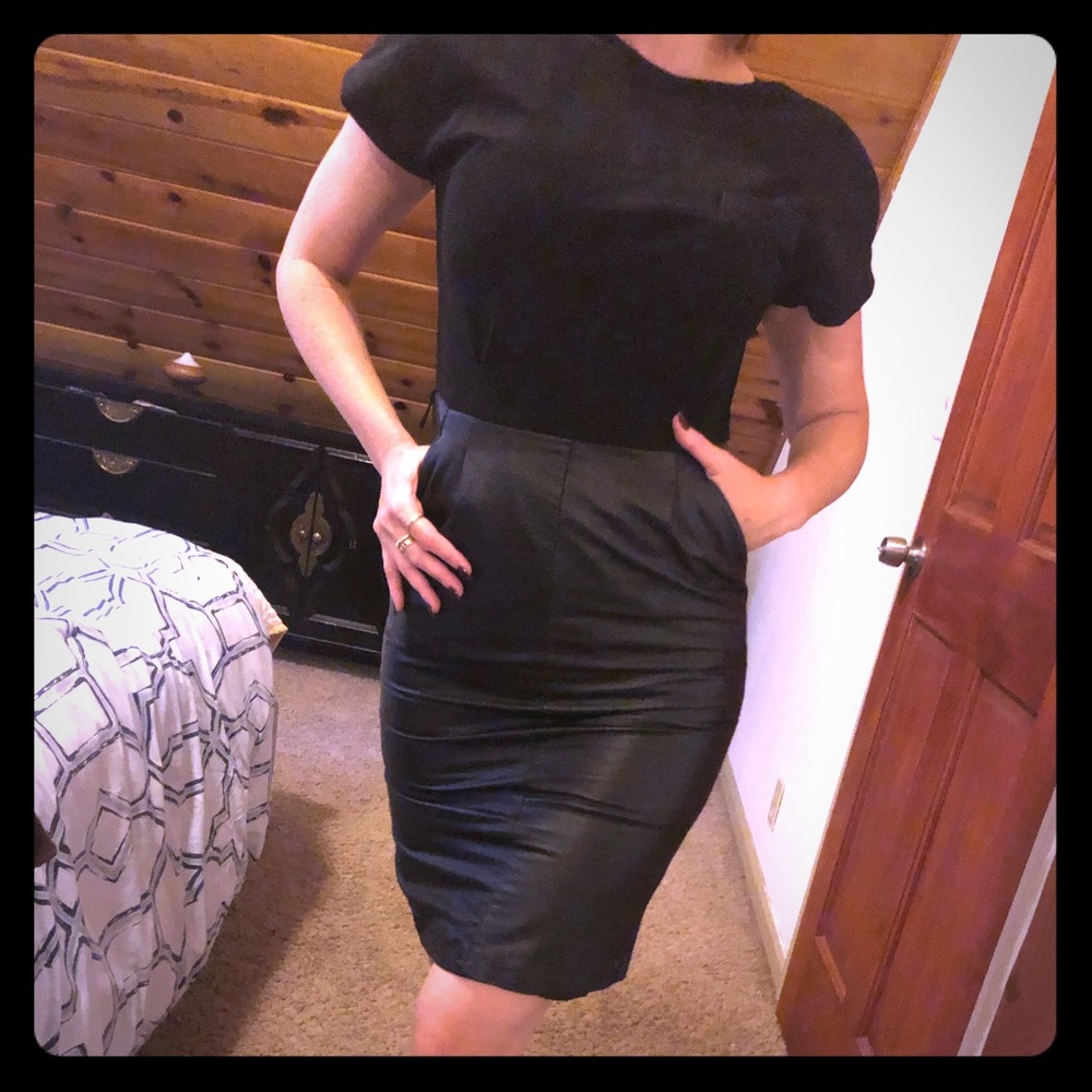 Vintage leather 1980s mini dress!!